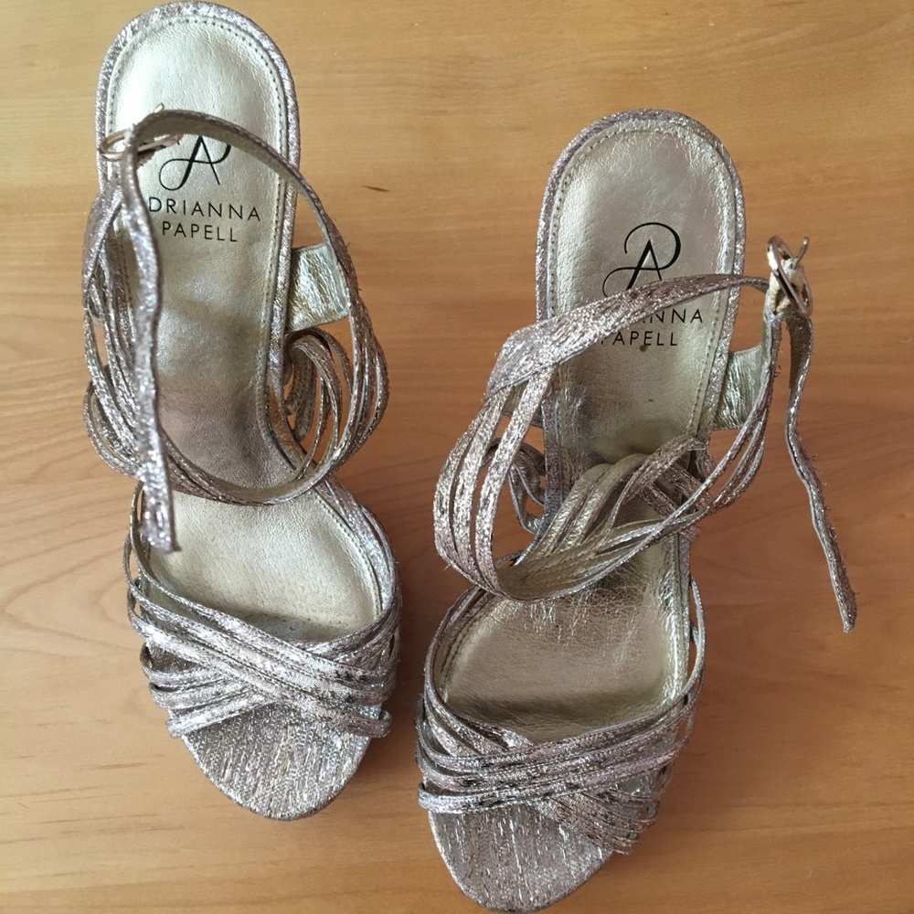 Adrianna Papell Gold Strappy Heels
